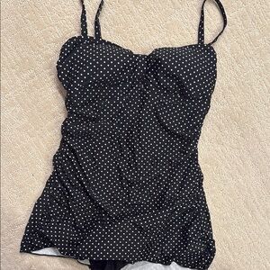 Black Polka Dot A.C.T Women's Swimsuit One Piece Skirt